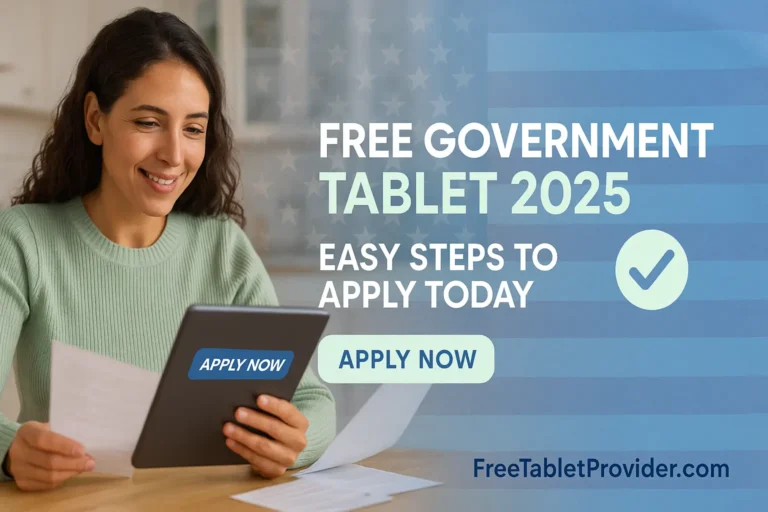 Single mother applying for a free government tablet in 2025 using online tools