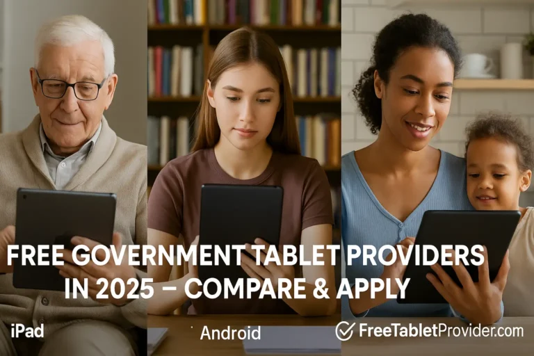 Diverse Americans comparing top free government tablet providers with verified benefits in 2025