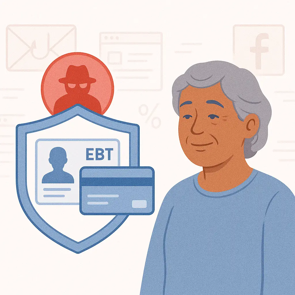 Illustration of a security shield actively protecting user data and information from online scams and phishing attempts